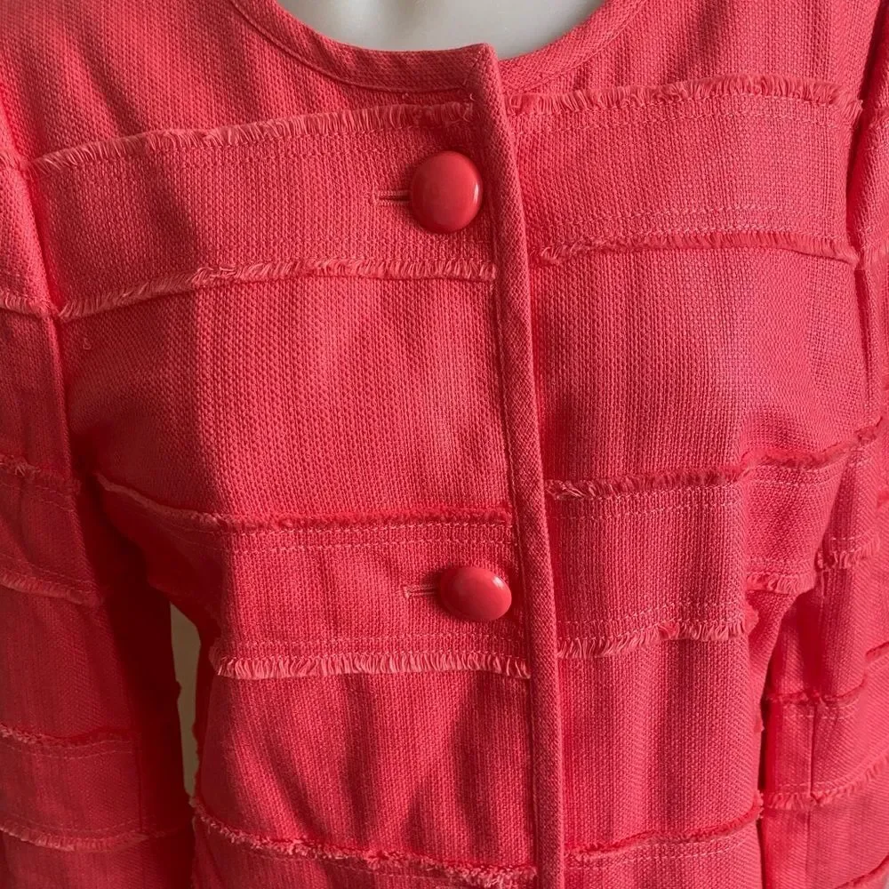 J Crew Linen Jacket -8 red , linen cotton blend